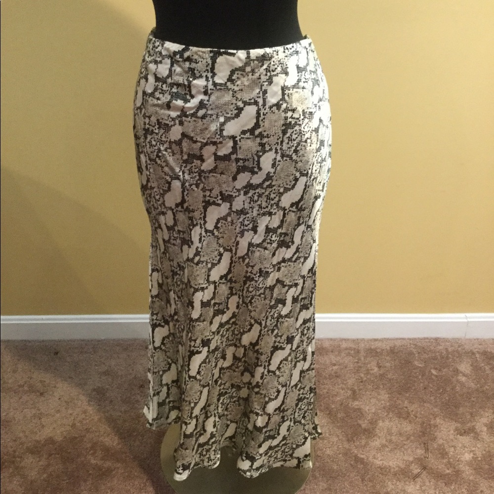 H&M Satin snake print midi skirt